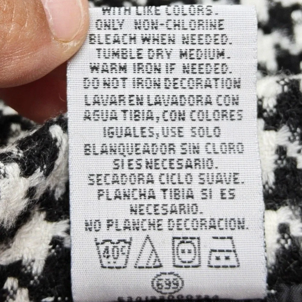 Unbranded Houndstooth Peacoat Kids 2T Black White Flower Embroidered Jacket